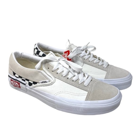 VANS Slip On Cream Check Sneakers Canvas Suede Shoes Skate Men Custom ALSU01255 - Picture 1 of 12